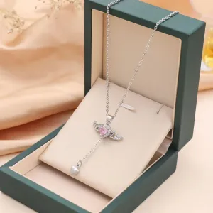 Stainless Steel Gold Color Cupid Angel's Wings Pendant Necklace
