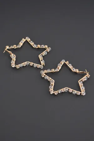 Star Rhinestone Bead Earring- Gold