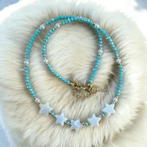STARS Aquamarine & Mother of Pearl Necklace