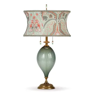 Steele Table Lamp 221K171 Colors Green Orange Gray Shade Green Gray Blown Glass Base by Kinzig Design
