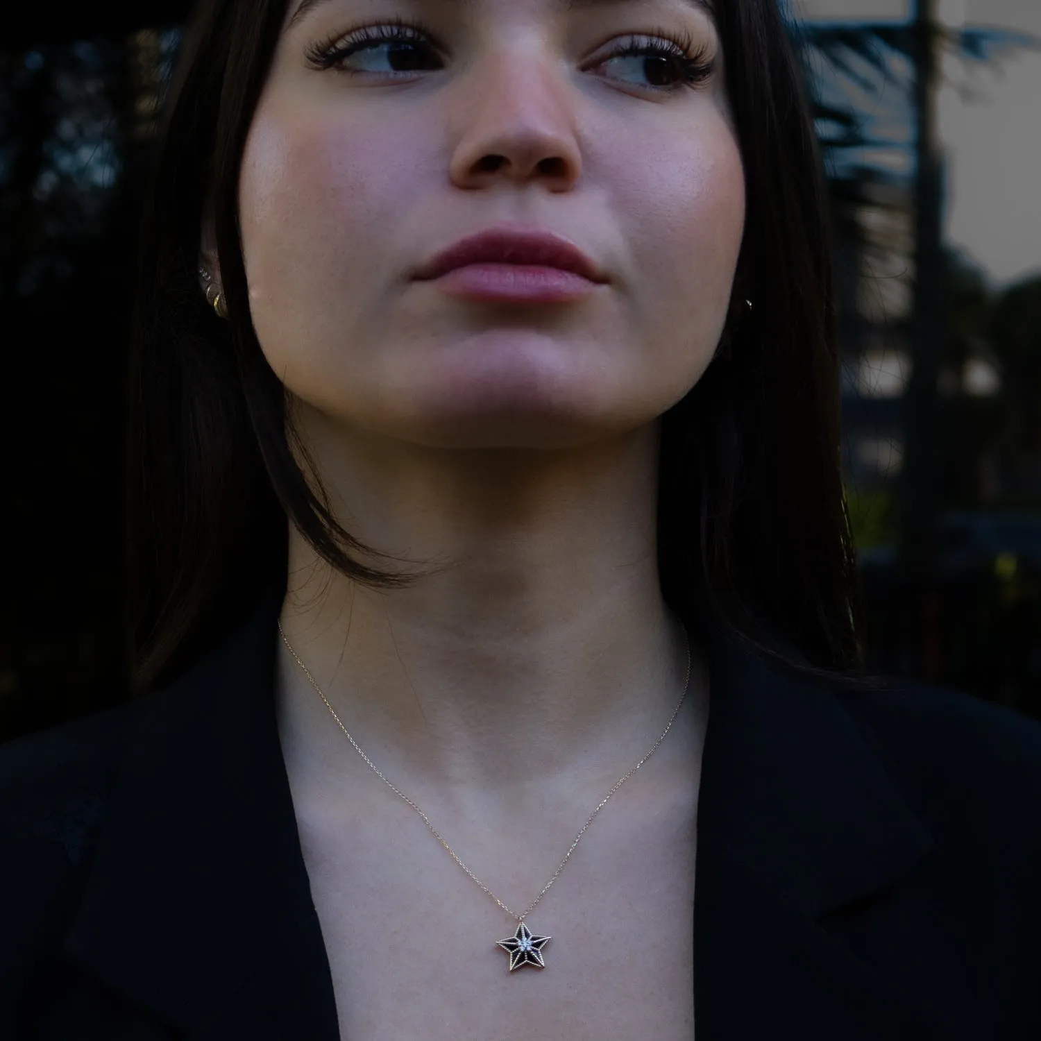 Stellar Spark Diamond Star Solid Gold Necklace