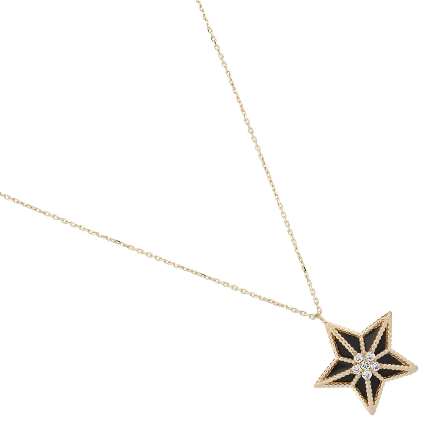 Stellar Spark Diamond Star Solid Gold Necklace