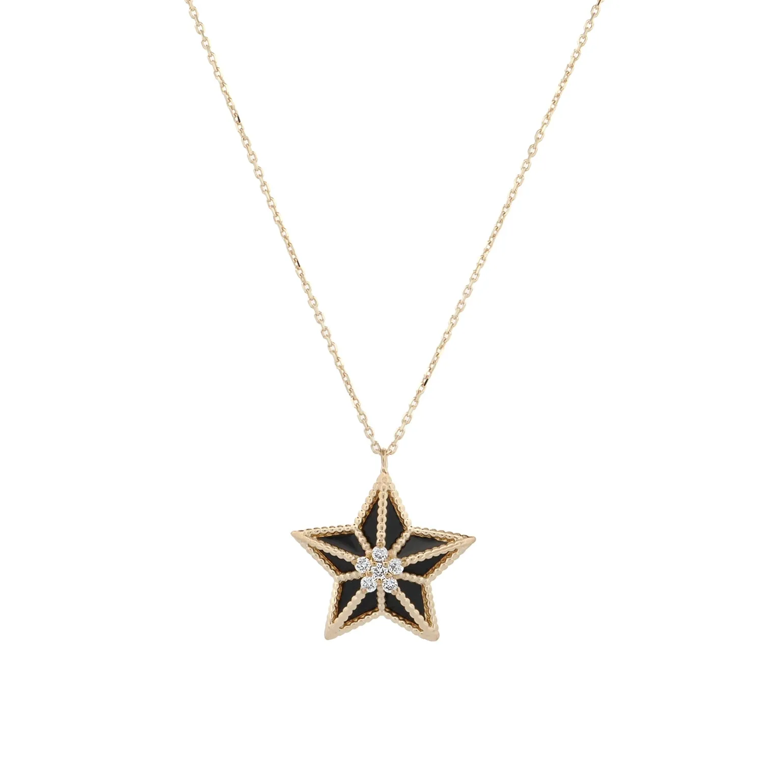 Stellar Spark Diamond Star Solid Gold Necklace