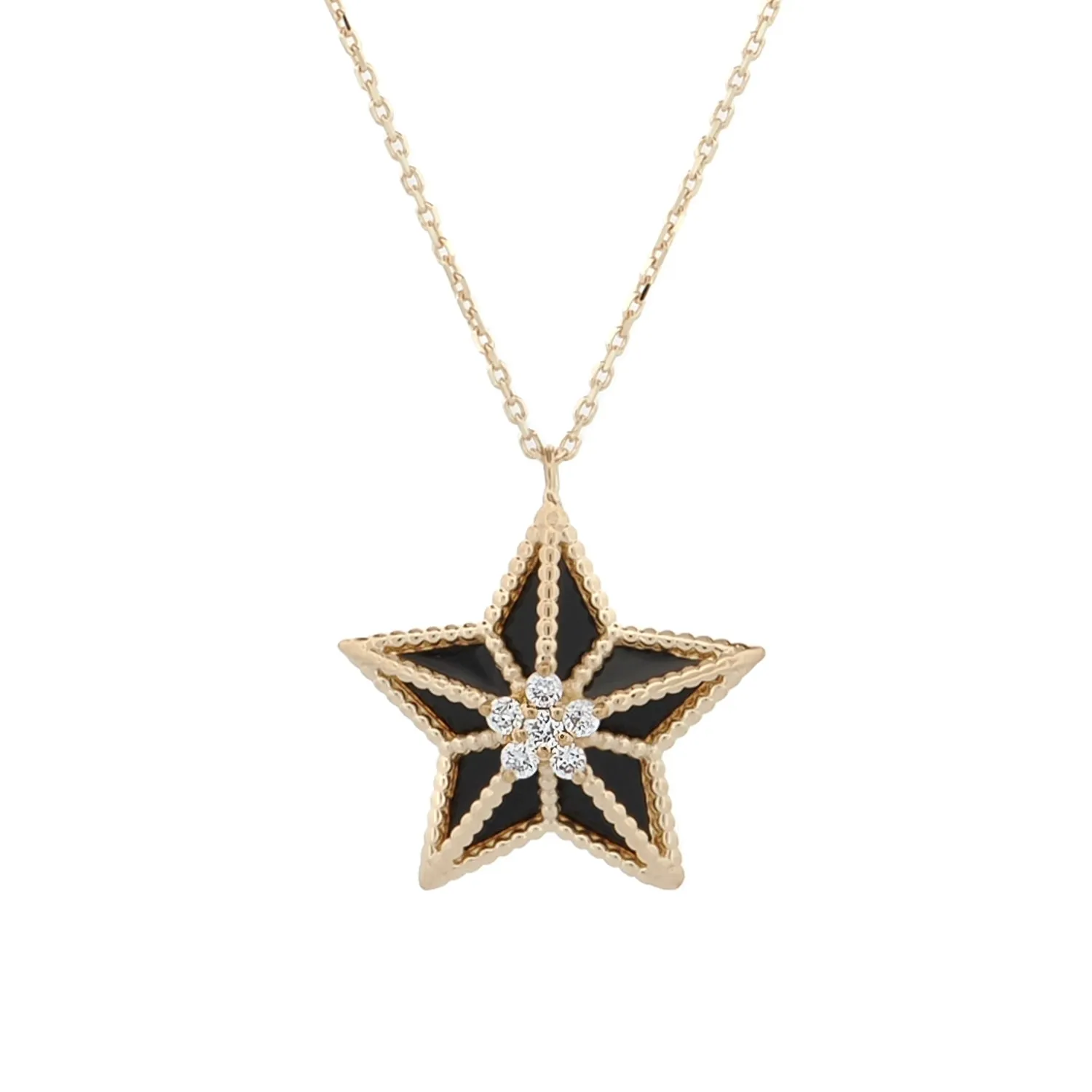 Stellar Spark Diamond Star Solid Gold Necklace