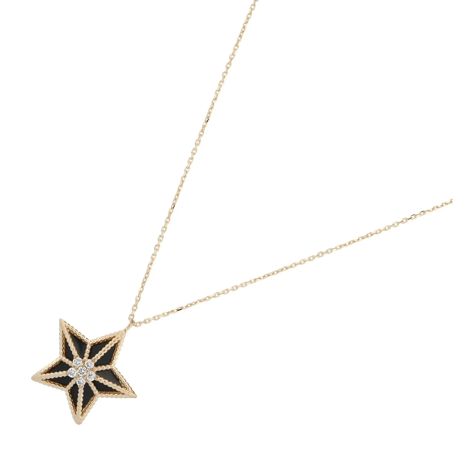 Stellar Spark Diamond Star Solid Gold Necklace
