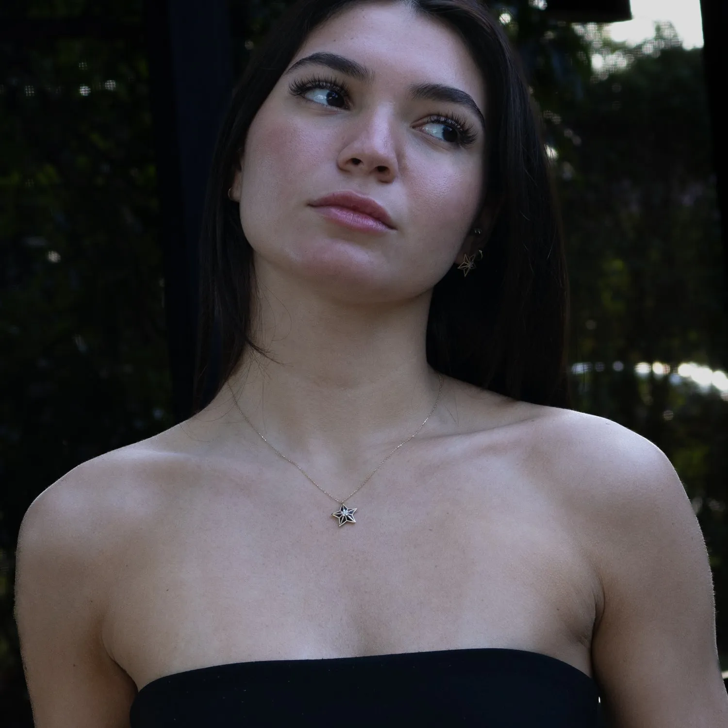Stellar Spark Diamond Star Solid Gold Necklace