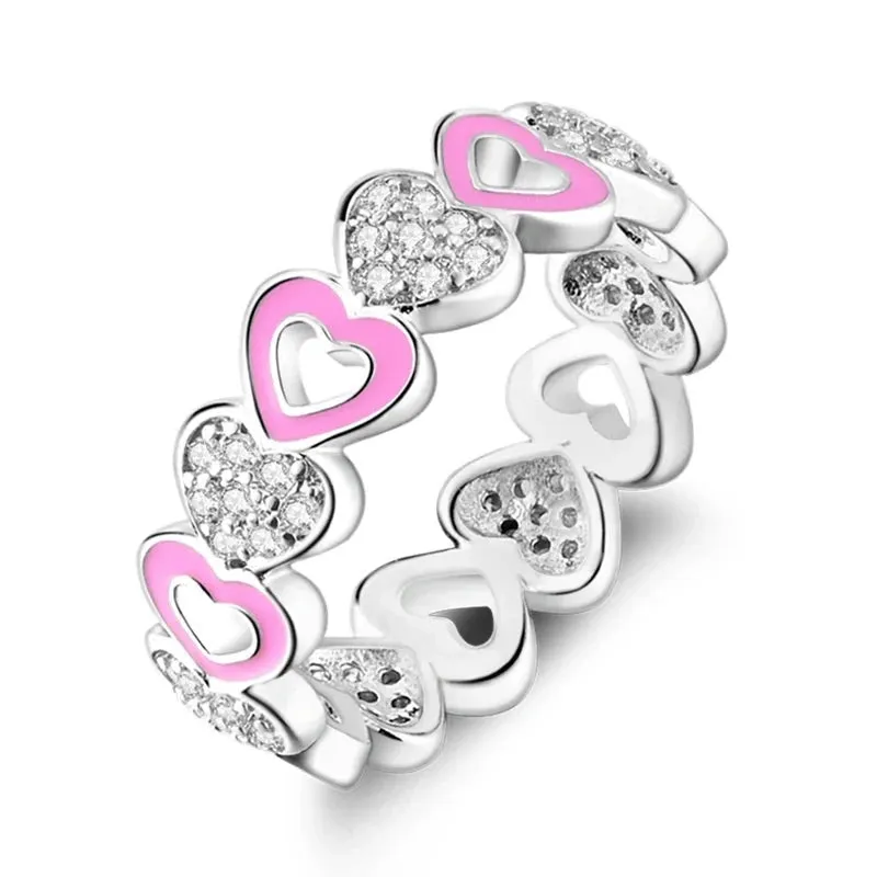 Sterling Silver Four Leaf Clover Star Moon Heart Rings For Women Sparkling Zircon Fine Wedding Engagement