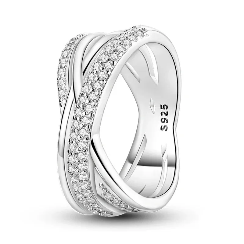 Sterling Silver Four Leaf Clover Star Moon Heart Rings For Women Sparkling Zircon Fine Wedding Engagement