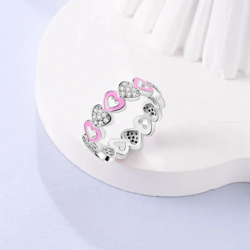 Sterling Silver Four Leaf Clover Star Moon Heart Rings For Women Sparkling Zircon Fine Wedding Engagement