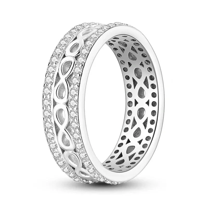 Sterling Silver Four Leaf Clover Star Moon Heart Rings For Women Sparkling Zircon Fine Wedding Engagement