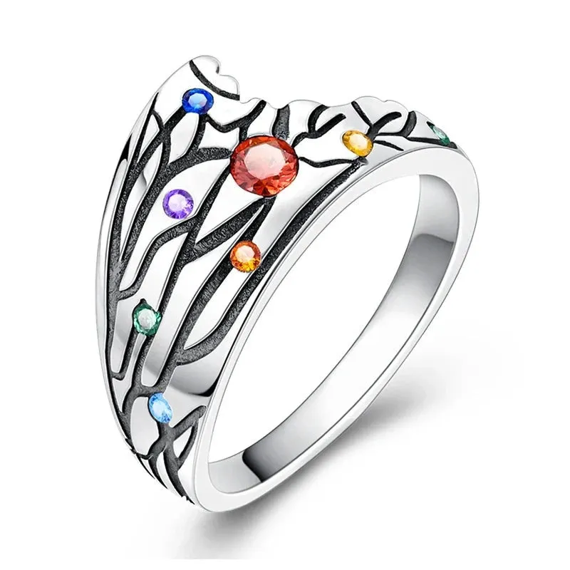 Sterling Silver Four Leaf Clover Star Moon Heart Rings For Women Sparkling Zircon Fine Wedding Engagement