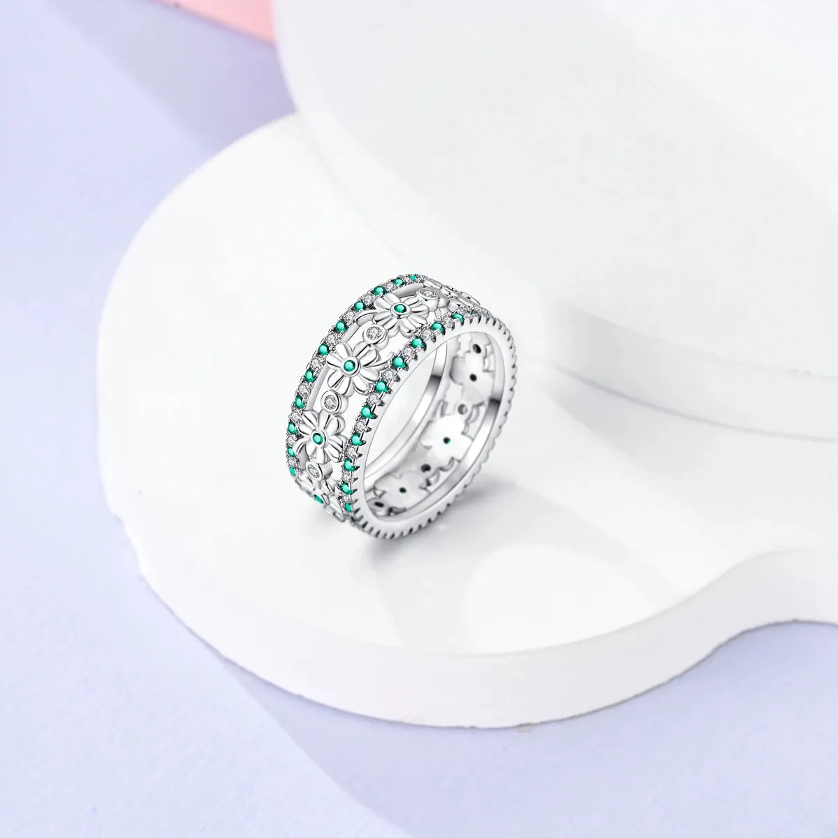 Sterling Silver Four Leaf Clover Star Moon Heart Rings For Women Sparkling Zircon Fine Wedding Engagement