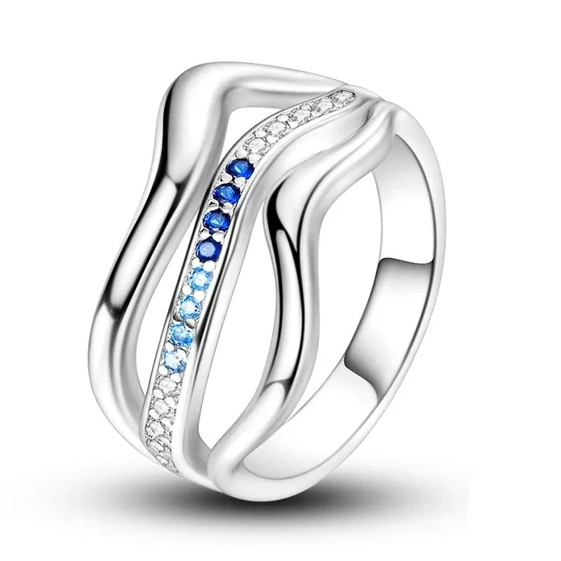 Sterling Silver Four Leaf Clover Star Moon Heart Rings For Women Sparkling Zircon Fine Wedding Engagement