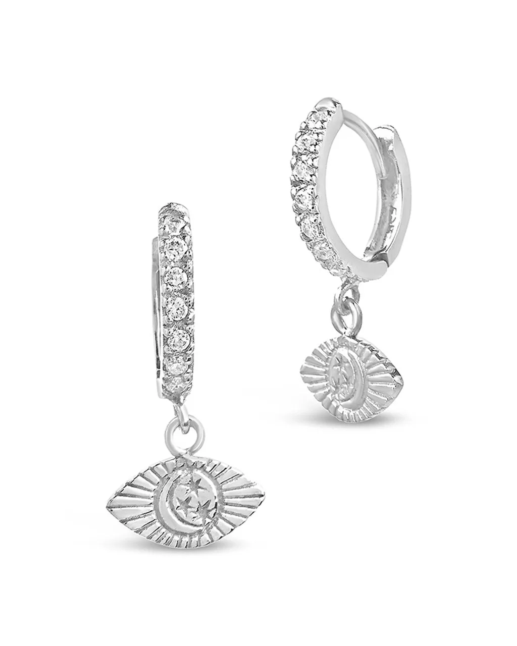 Sterling Silver Starry Nights Eye Micro Hoops