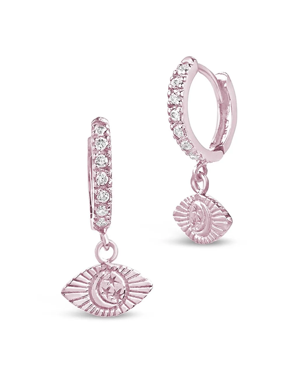 Sterling Silver Starry Nights Eye Micro Hoops