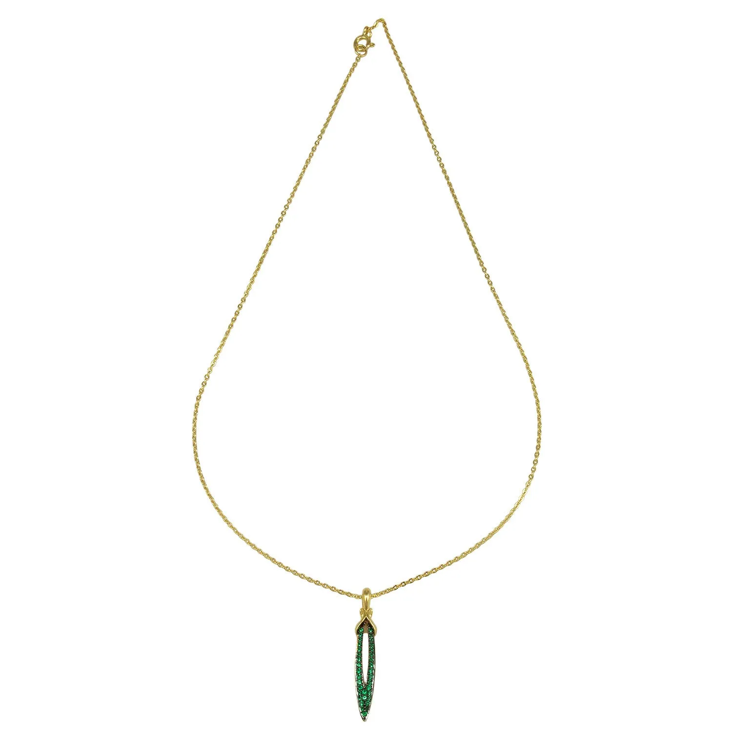 Stiletto Pavé Pendant - 18K Gold Vermeil   CZ Vert
