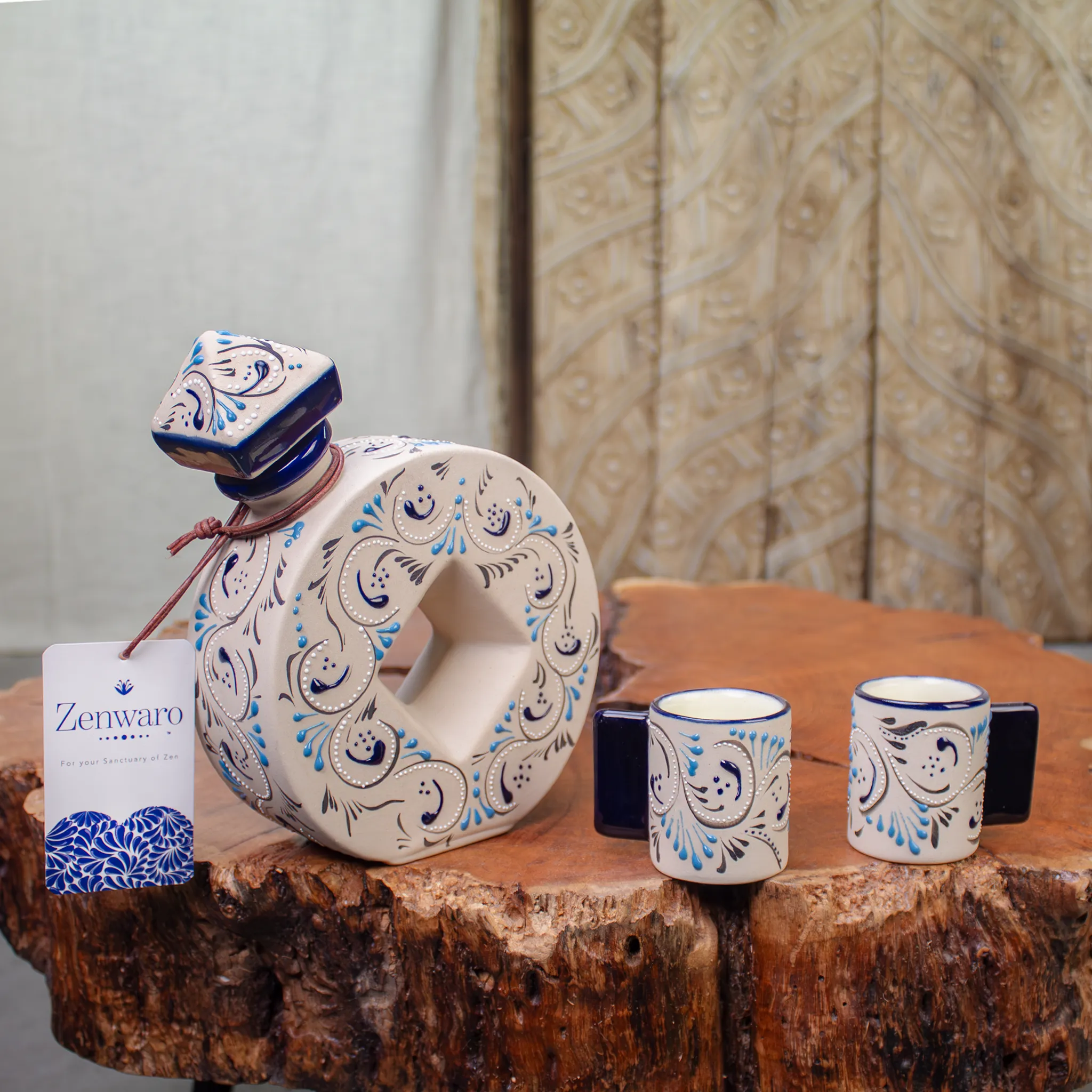 Stoneware Decanter | Azules Pattern, Ceramic Decanter