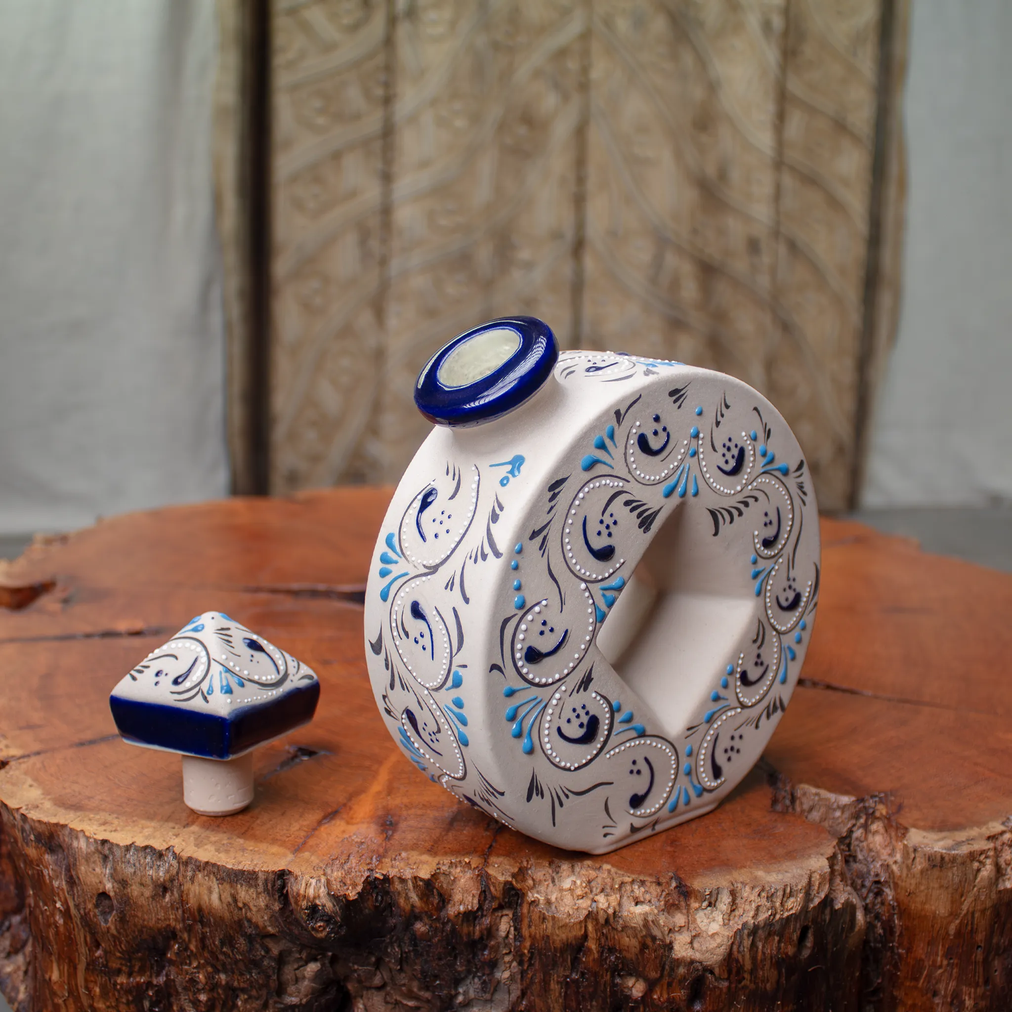 Stoneware Decanter | Azules Pattern, Ceramic Decanter