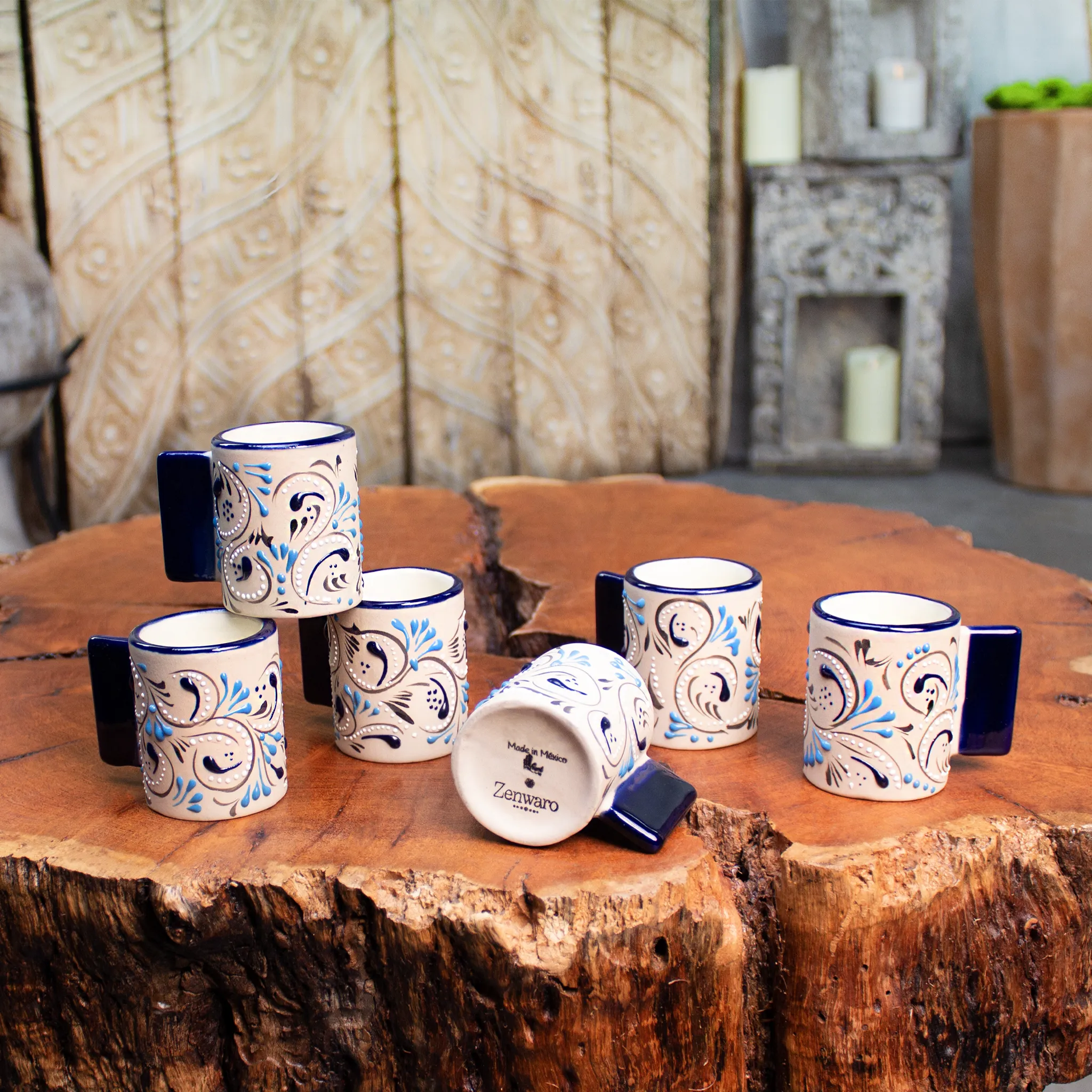 Stoneware Shot Glasses | Azules Pattern