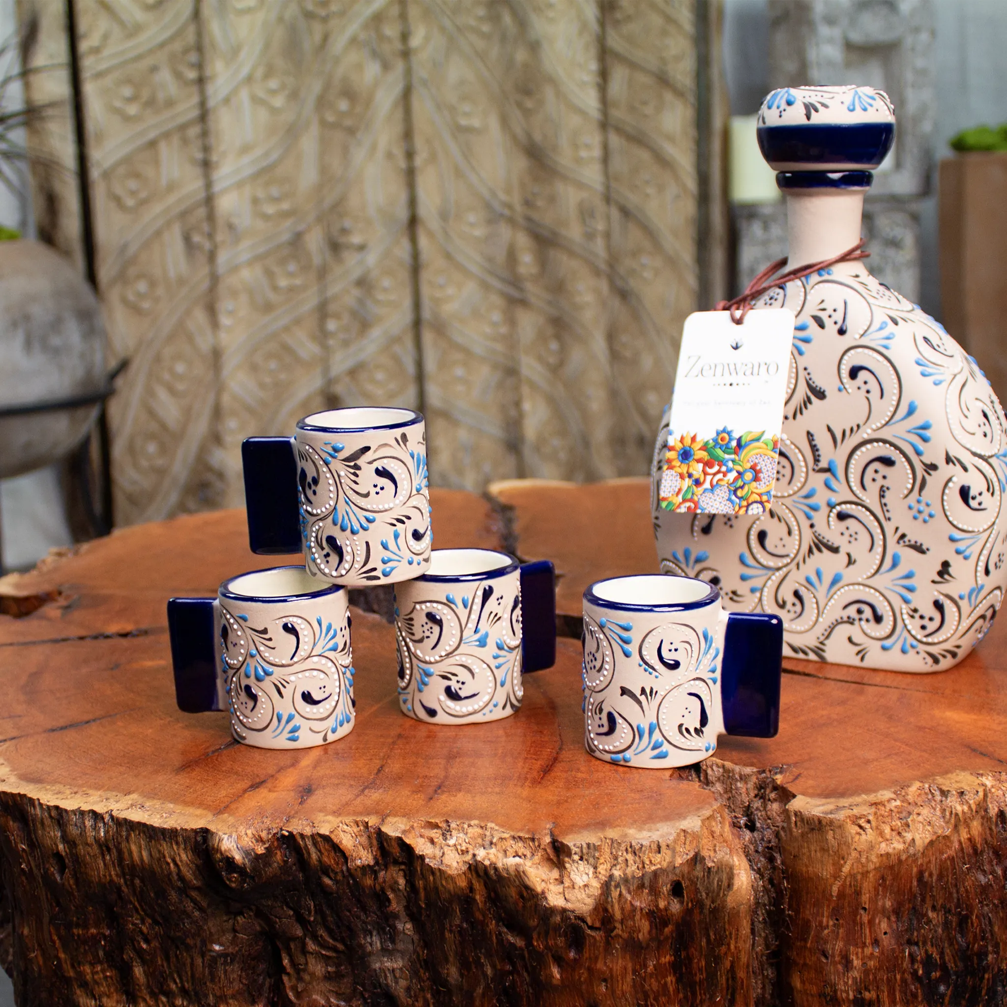 Stoneware Shot Glasses | Azules Pattern