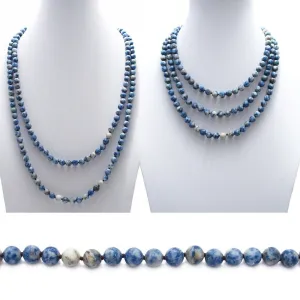 Stunning Genuine Sodalite 60" Bead Necklace with 9mm Beads.