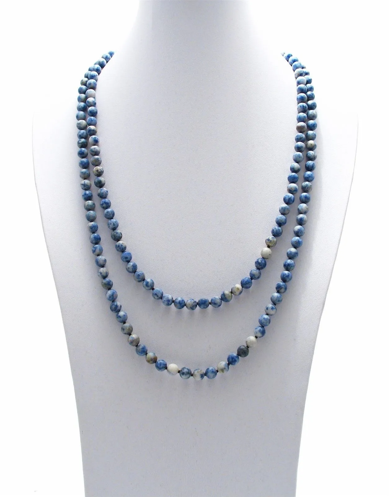 Stunning Genuine Sodalite 60" Bead Necklace with 9mm Beads.