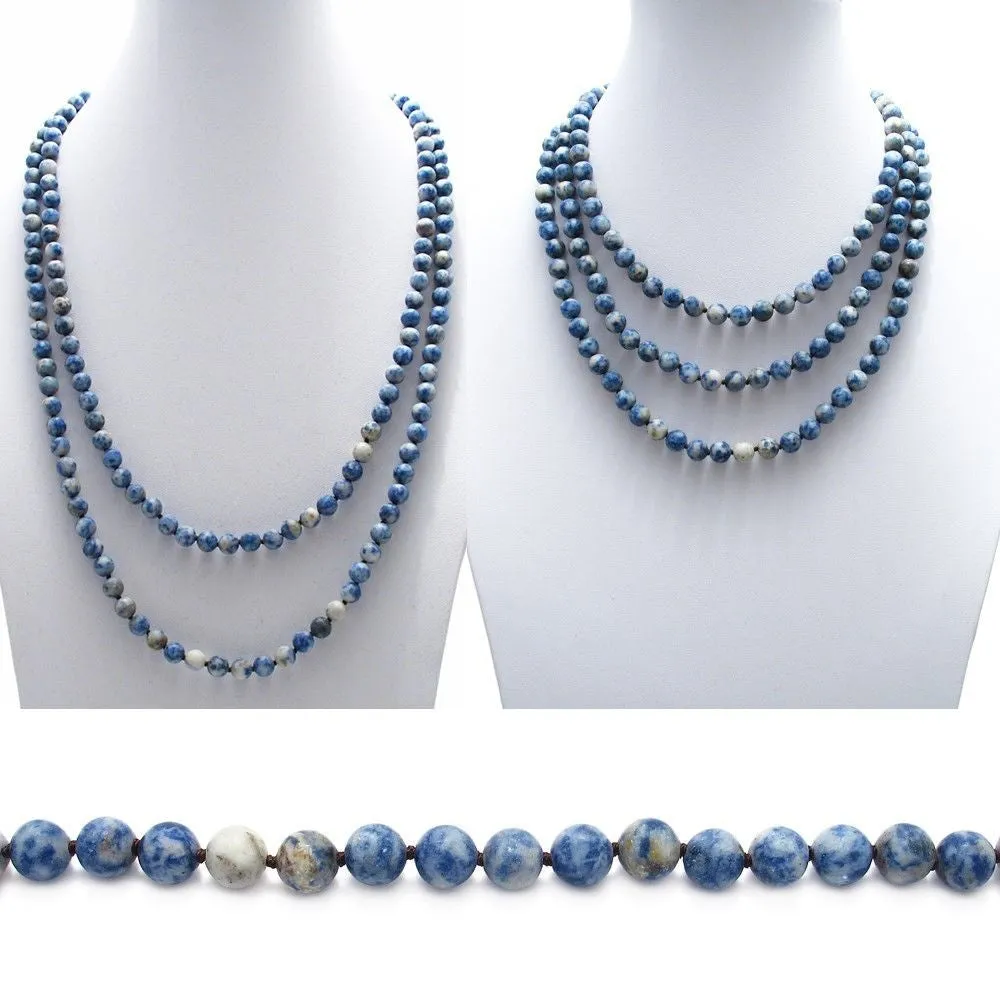 Stunning Genuine Sodalite 60" Bead Necklace with 9mm Beads.