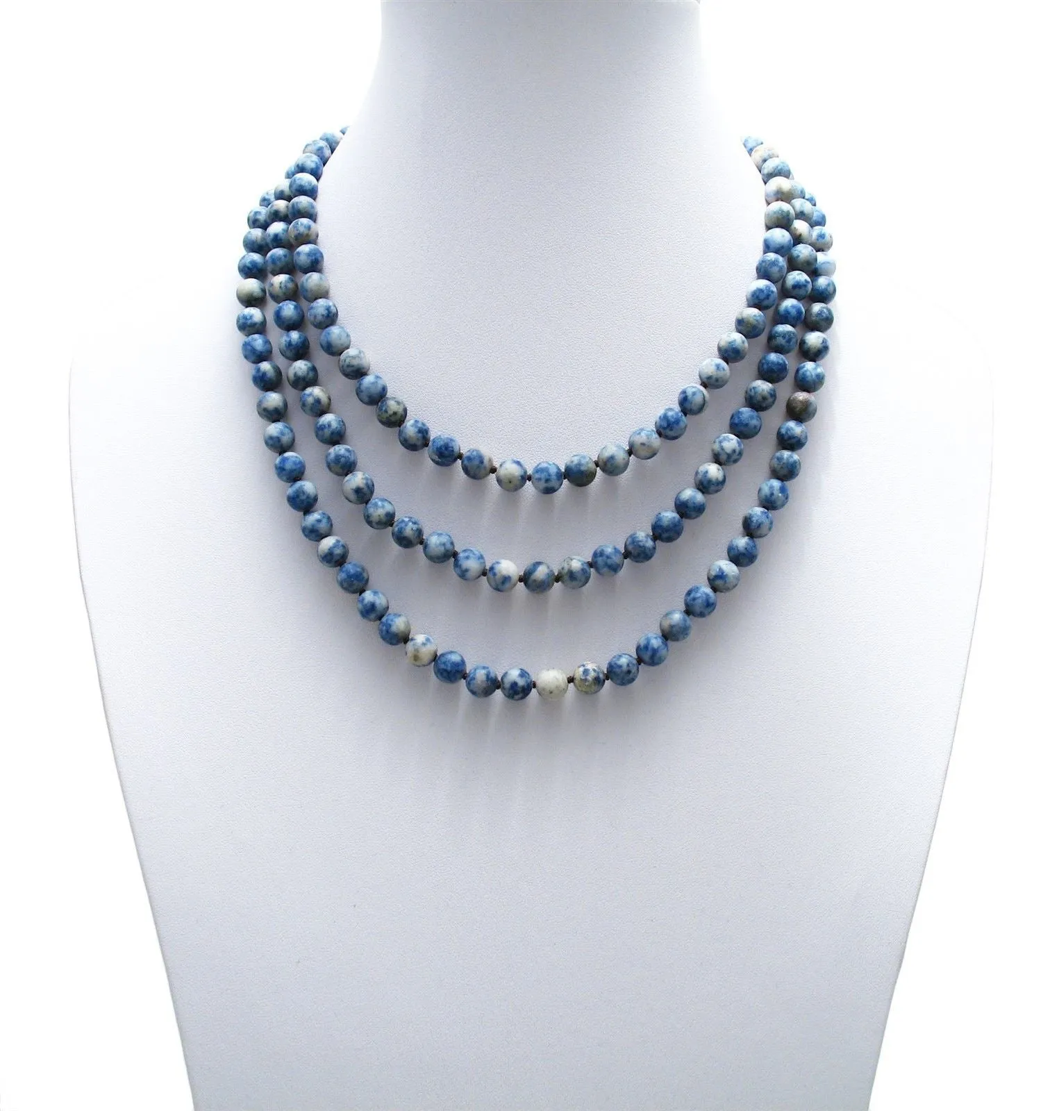 Stunning Genuine Sodalite 60" Bead Necklace with 9mm Beads.