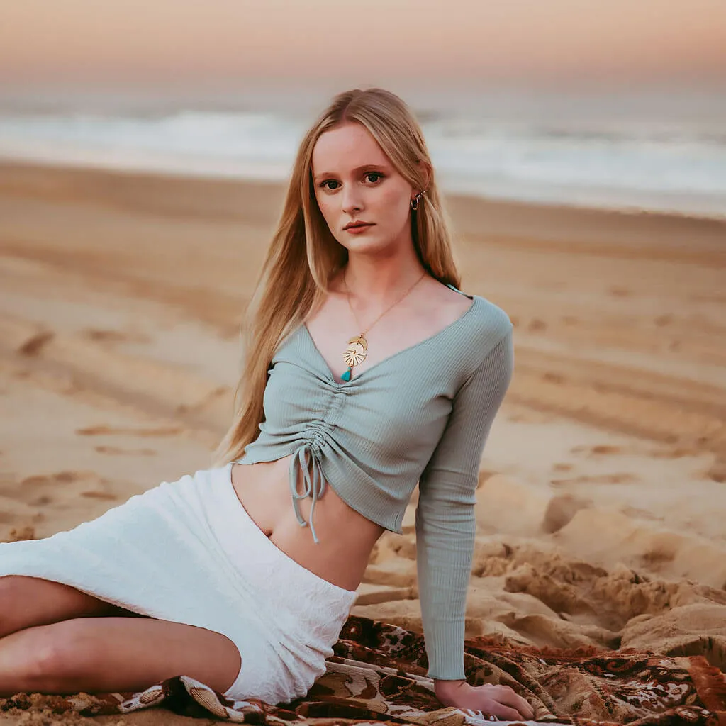 sun up sun down // crescent moon, sun rays & tassel drop necklace