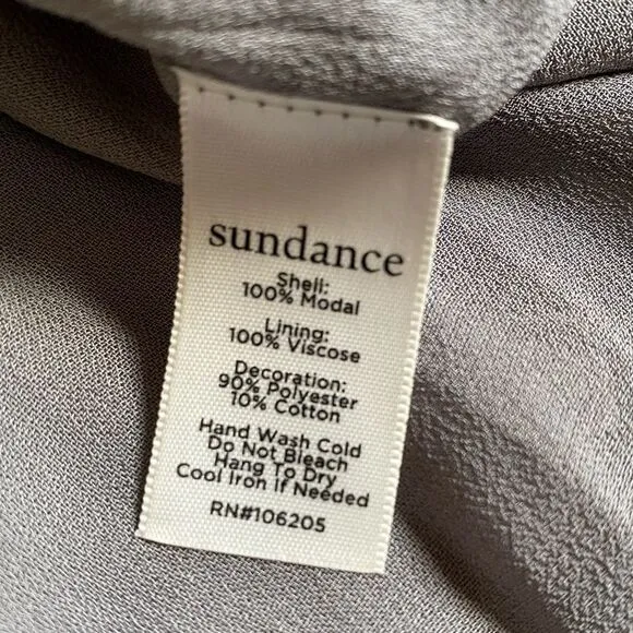 Sundance Aura Embroidered Bohemian Tunic Midi Dress Size S Grey Sequins Boho