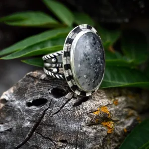 Sunlit Moon Ring - Size 7 - Midnight Quartz