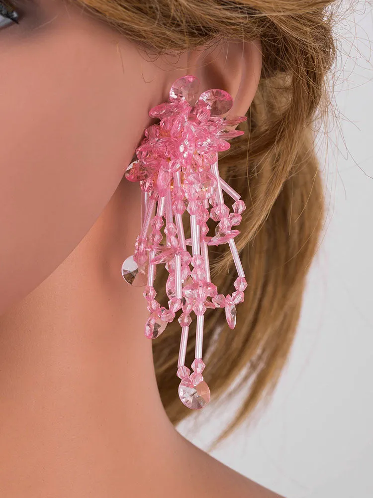 Super Fairy Handmade Beaded Tassel Earrings Bohemian Original Hand Made Earrings Large Bead Mix Earrings