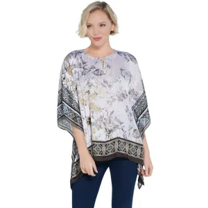 Susan Graver Women's Printed Charmeuse Scarf Top