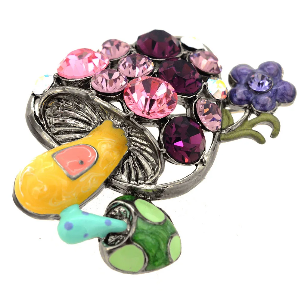 Swarovski Crystal Purple Mushroom pin brooch