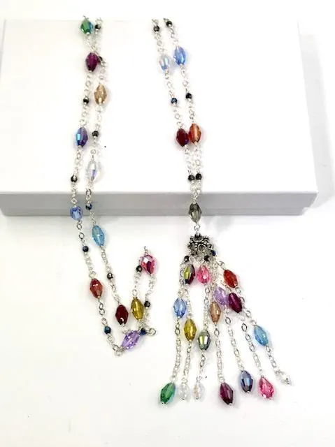 Swarovski Crystal Tassel Necklace Sterling Silver