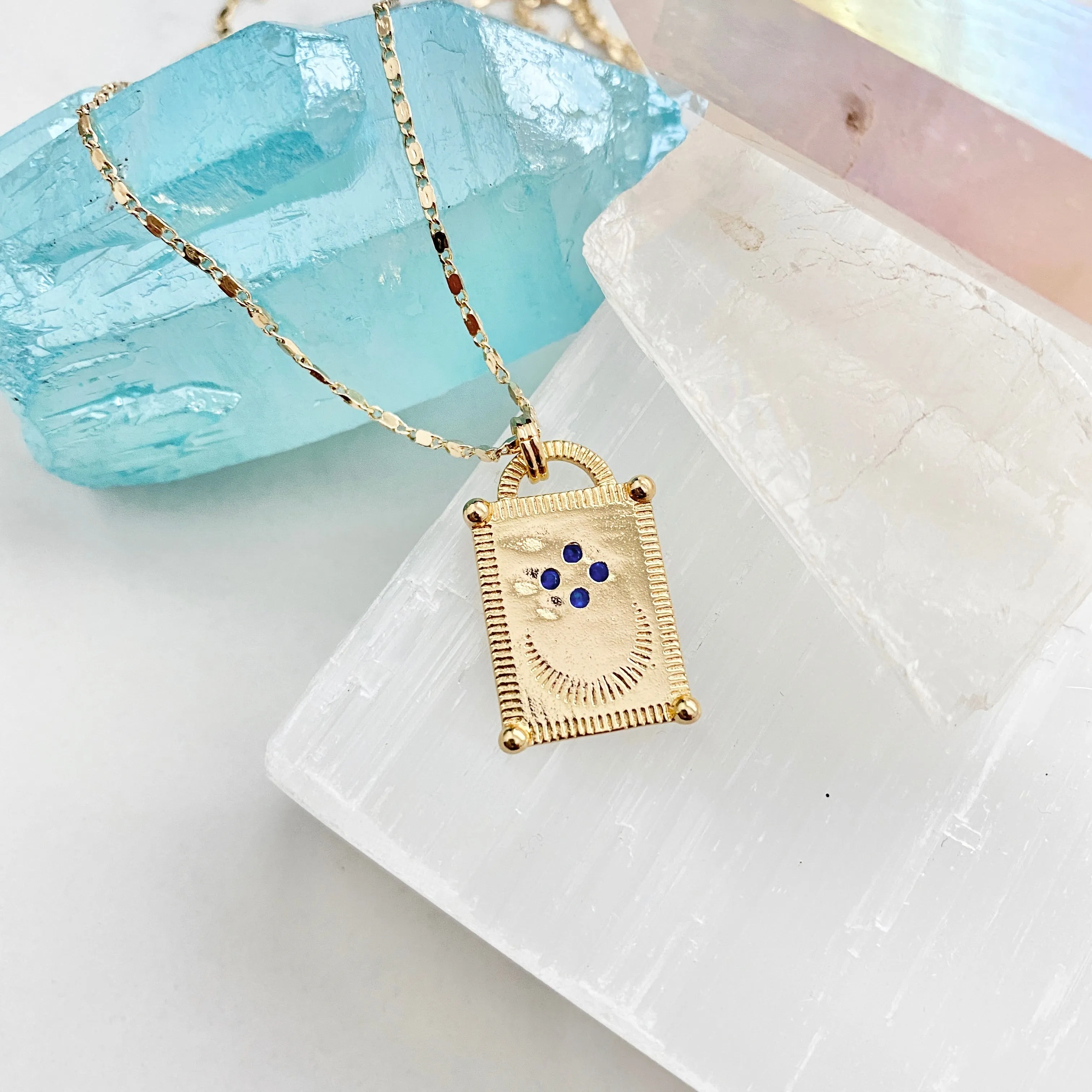 Tablet Moon Pendant Necklace