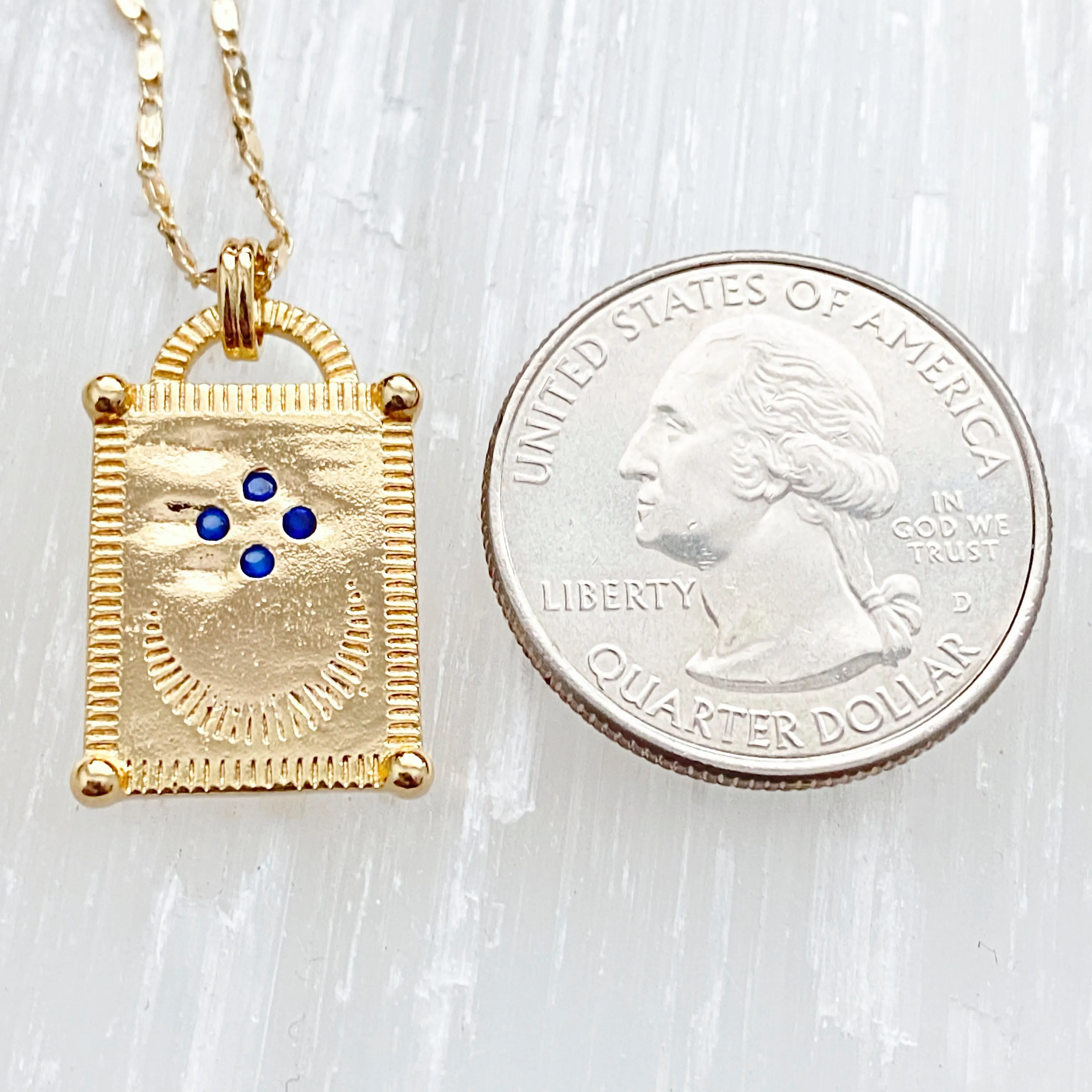 Tablet Moon Pendant Necklace