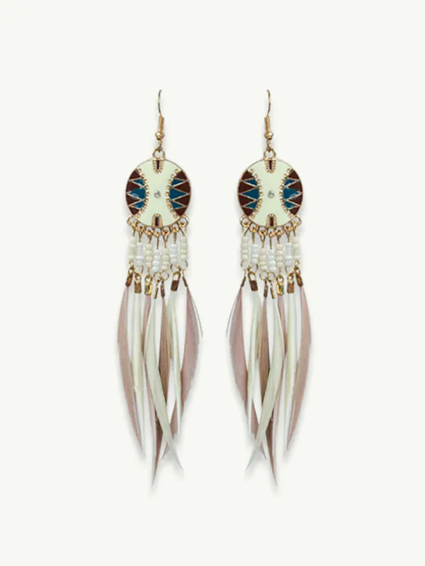 Tassel feather earing for vacation