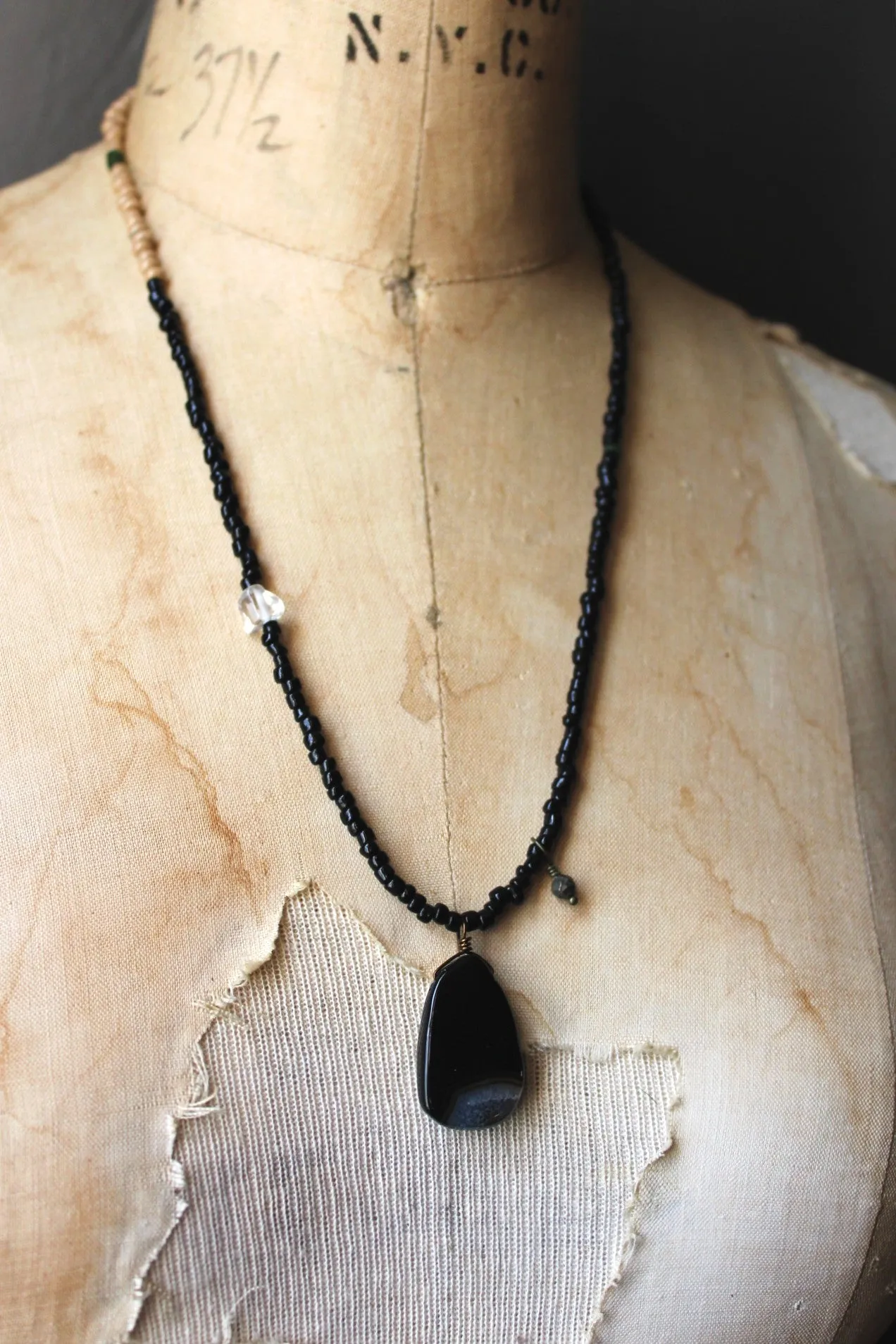 The Spellcaster Necklace | No.6. Hand-strung Black Agate Beaded Necklace.
