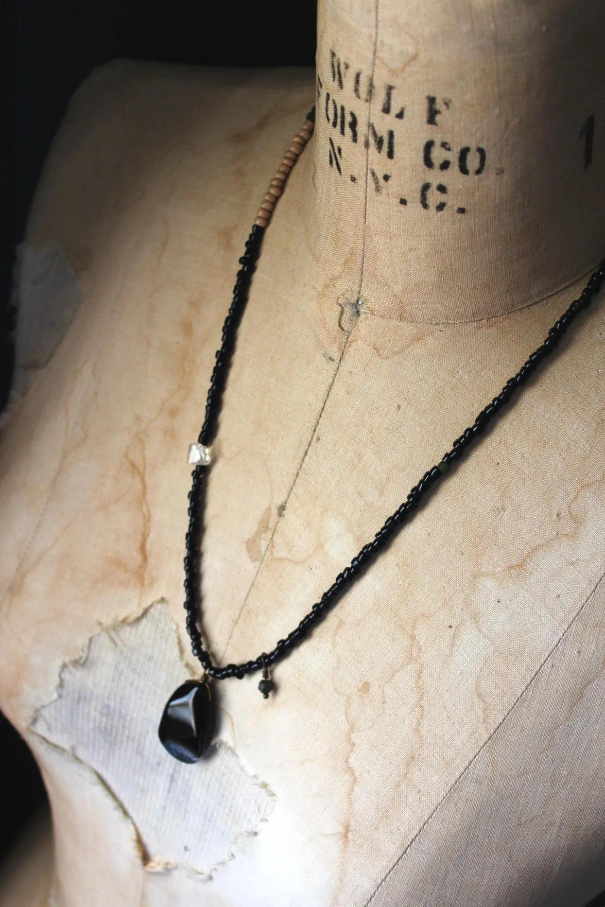 The Spellcaster Necklace | No.6. Hand-strung Black Agate Beaded Necklace.