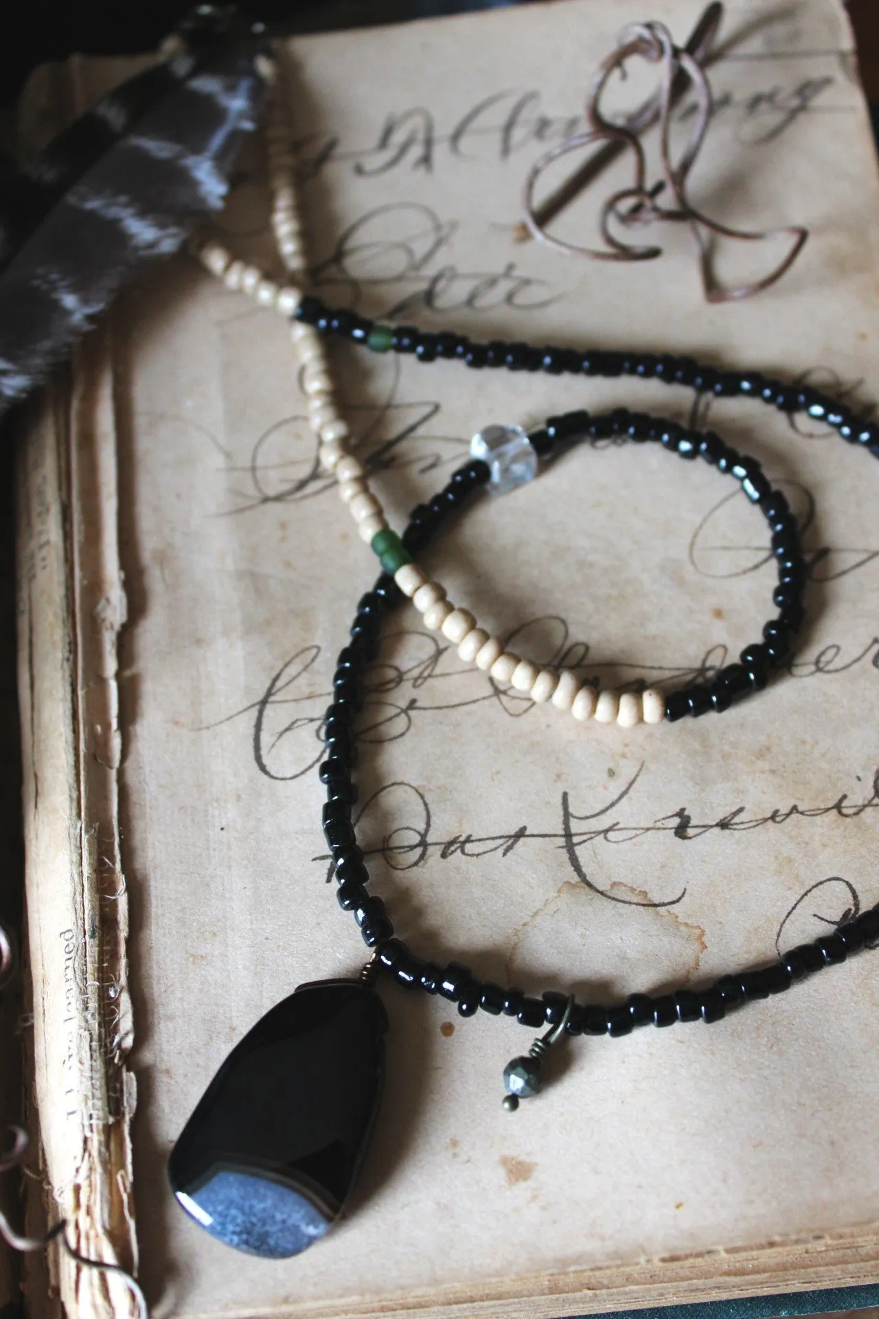 The Spellcaster Necklace | No.6. Hand-strung Black Agate Beaded Necklace.