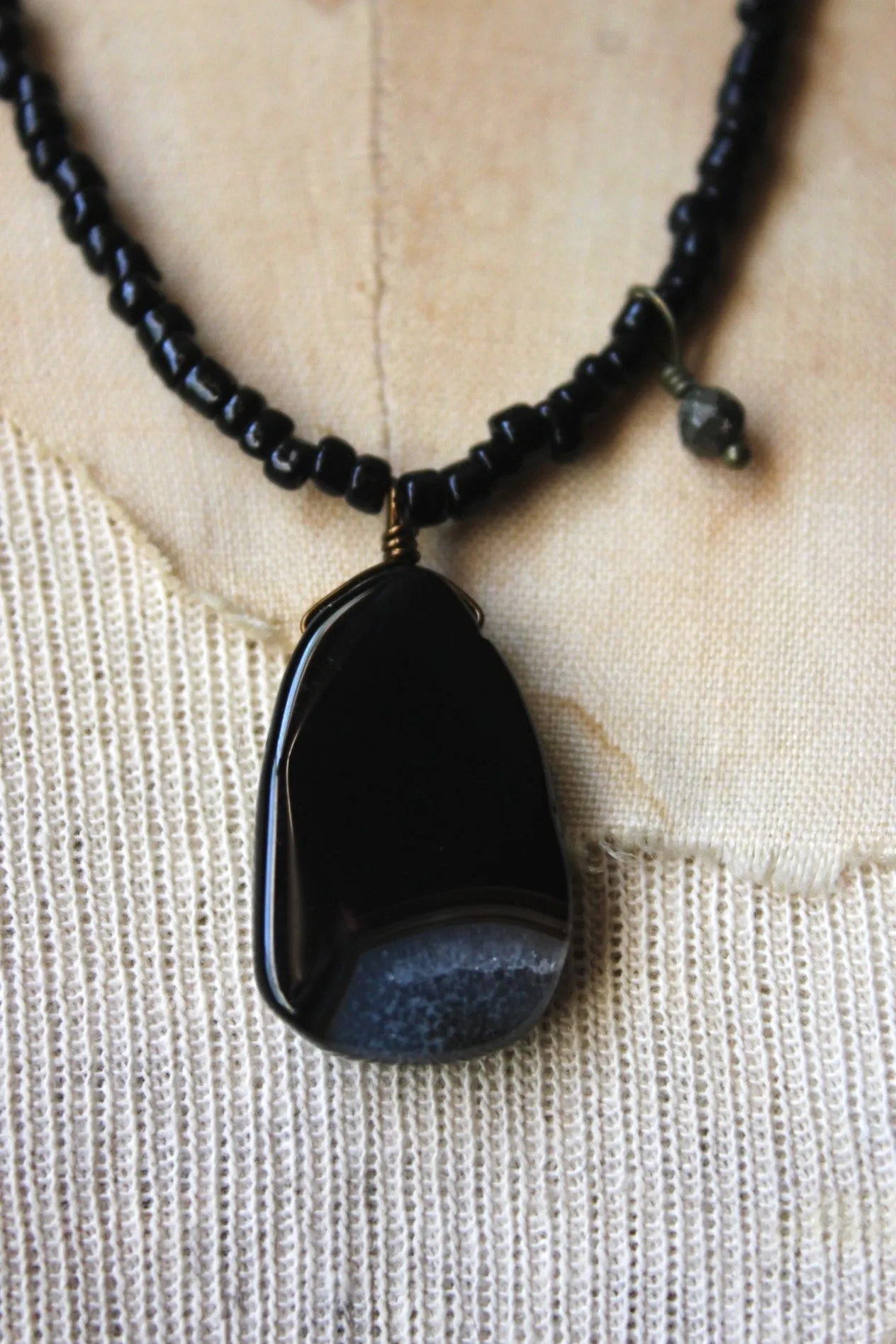 The Spellcaster Necklace | No.6. Hand-strung Black Agate Beaded Necklace.