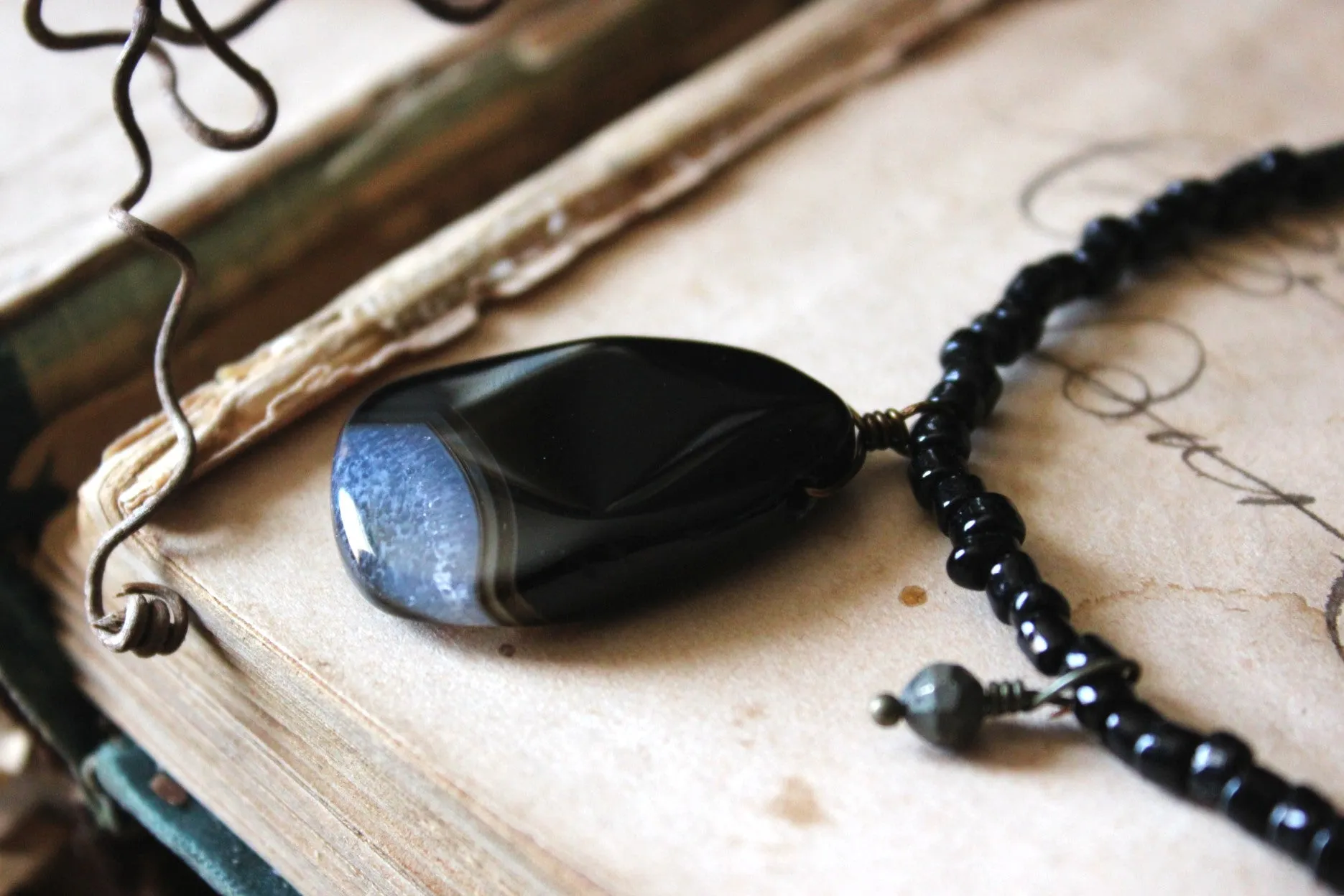 The Spellcaster Necklace | No.6. Hand-strung Black Agate Beaded Necklace.