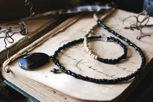 The Spellcaster Necklace | No.6. Hand-strung Black Agate Beaded Necklace.