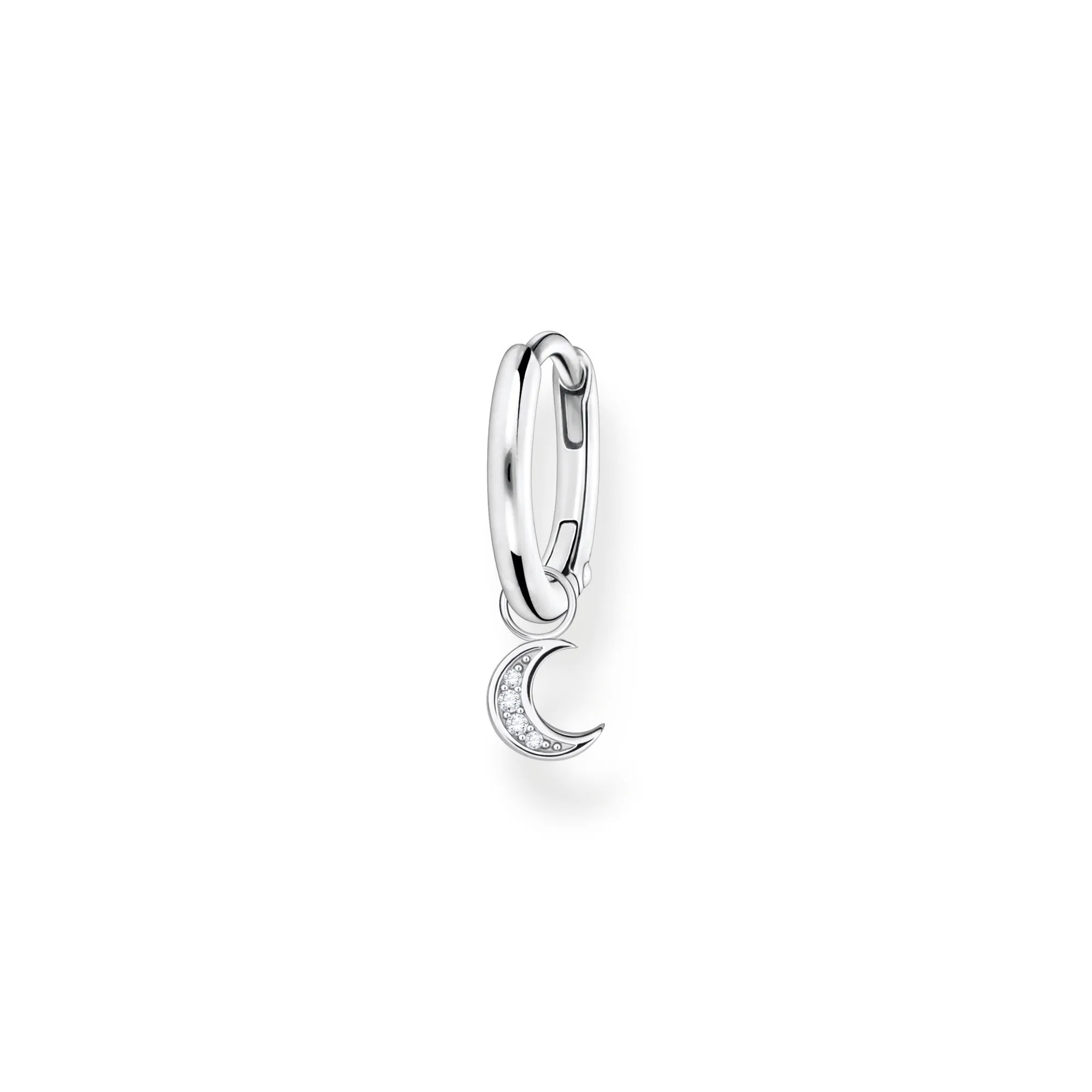 Thomas Sabo Charm Club Sterling Silver Moon Pendant Hoop Earring