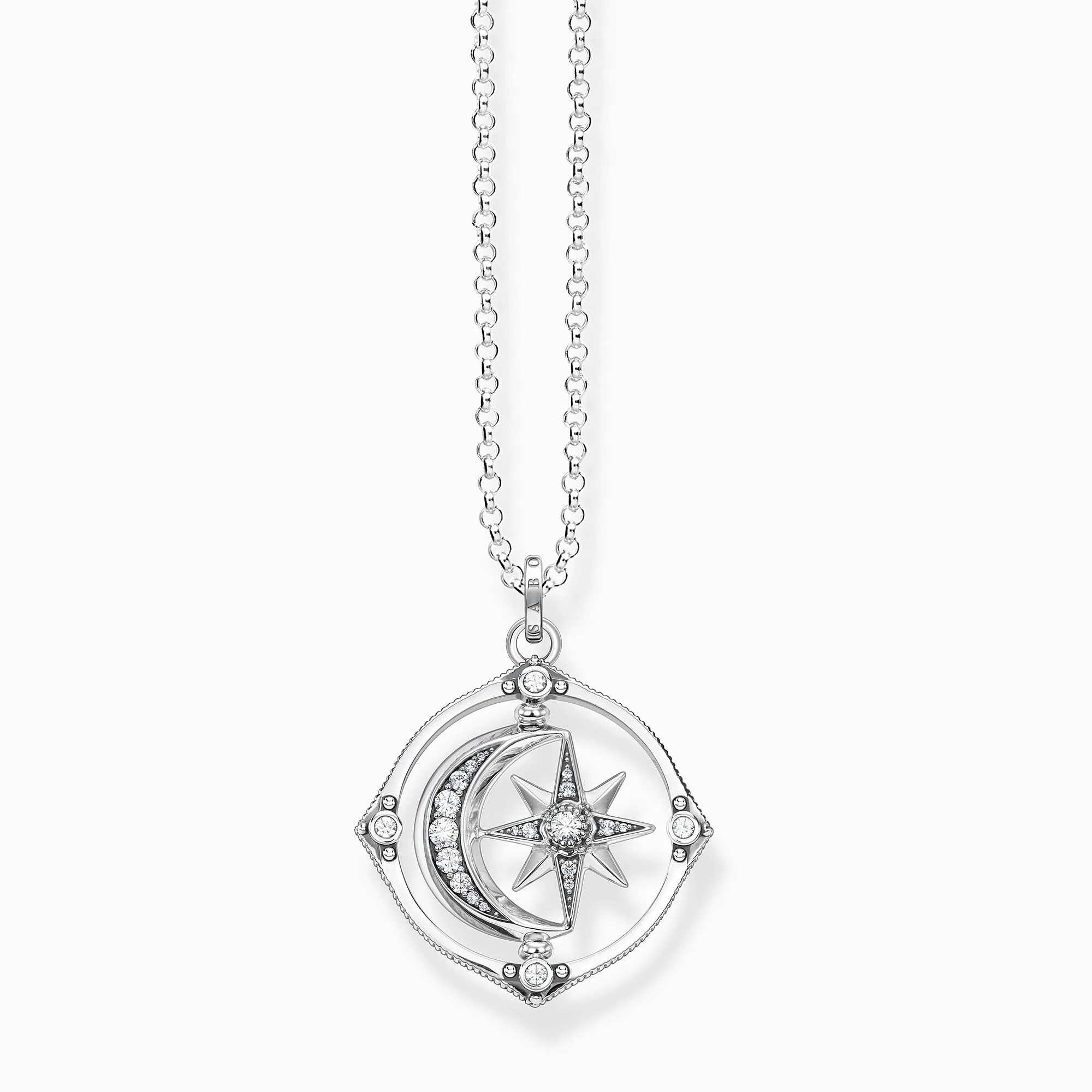 Thomas Sabo Sterling Silver Moveable Moon and Star Necklace D