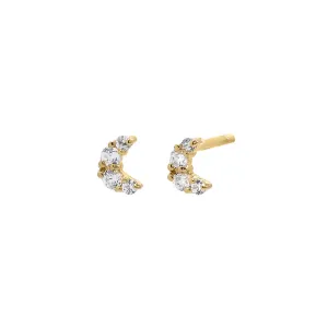 Tiny Pave Crescent Stud Earring 14K