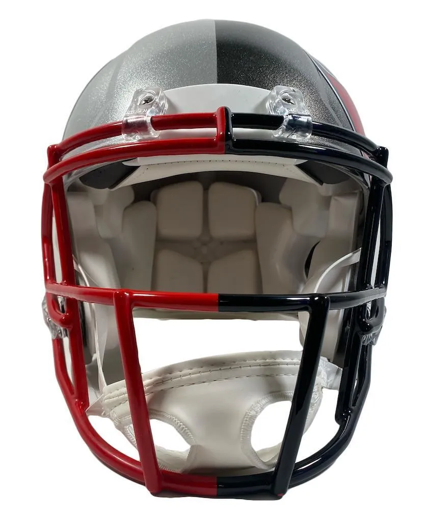 TOM BRADY Autographed Buccaneers / Patriots Split Authentic Helmet FANATICS