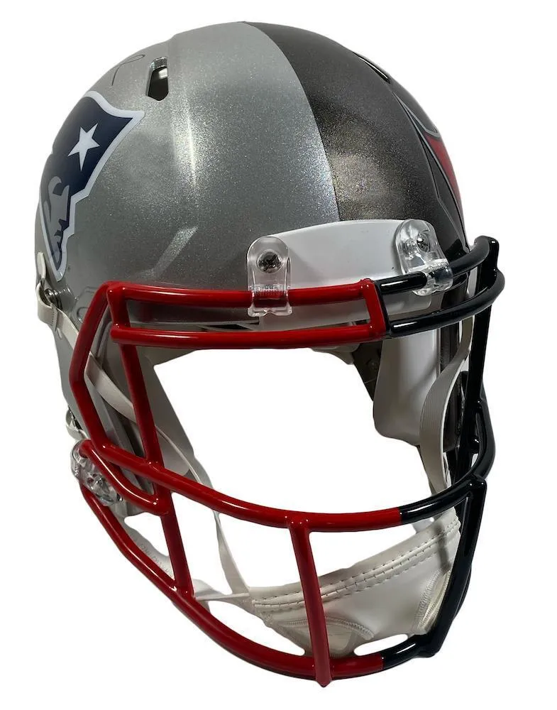 TOM BRADY Autographed Buccaneers / Patriots Split Authentic Helmet FANATICS