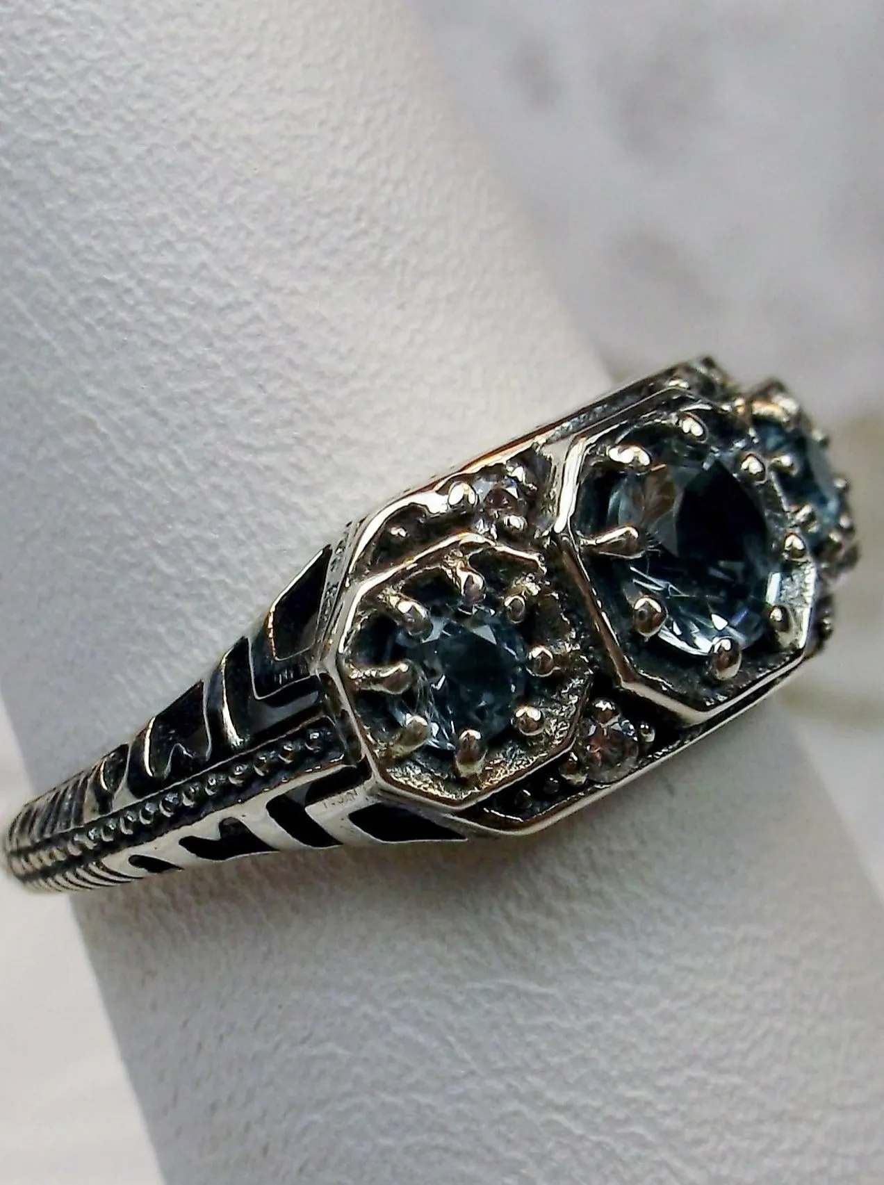 Topaz Ring, Natural or Simulated Blue Topaz, Art Deco Jewelry #D161
